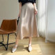 French Acetic Acid Satin Silk Skirt Women's High Waist Slimming Elegant High-grade Midi Loose Waist A- Line Skirt