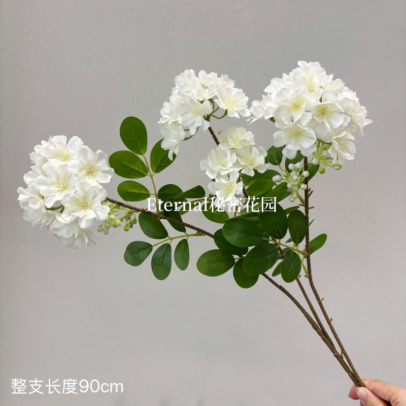 仿真花4头木绣球酔香花自然风餐桌花莫奈花园花排路引绢花批发|undefined