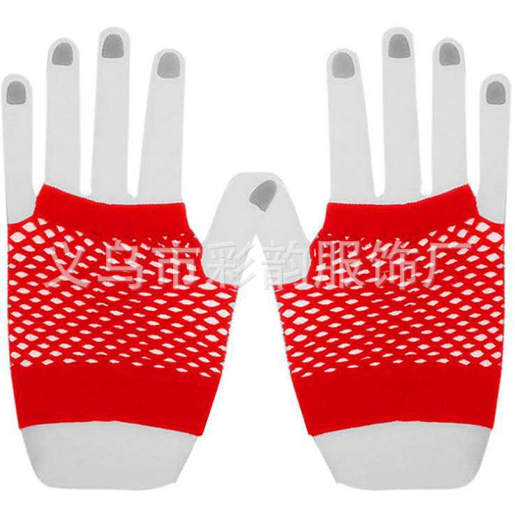 Fábrica directa guantes de red de pesca al por mayor discoteca sexy guantes de malla de medio dedo corto espectáculo de escenario guantes de baile callejero image 7