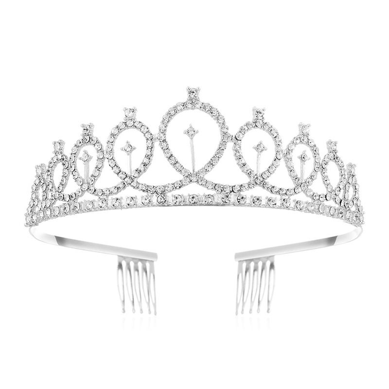 Cristal diadema metal rhinestone horquilla princesa cumpleaños updo rendimiento temperamento tocado corona estilo coreano nuevo