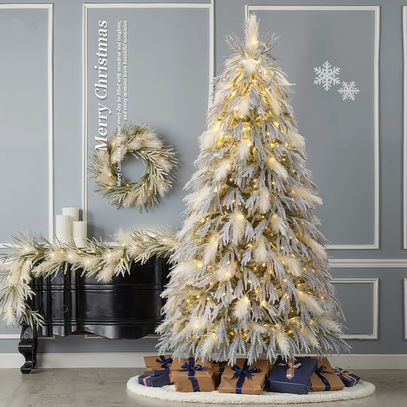 Nuevo transfronterizo PE mezcla de árbol de Navidad blanco de teia para el hogar decoración de gran tamaño de la sala de estar decoración de Navidad 2025