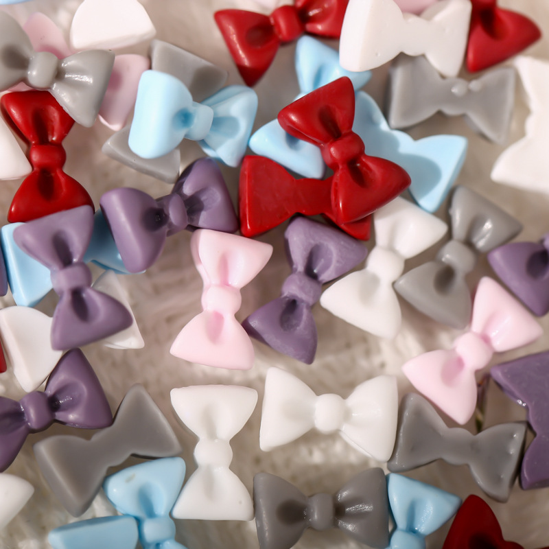 New Mini Internet celebrity bow nail scrub three-dimensional small size macaron color resin multi-color Princess nail stickers