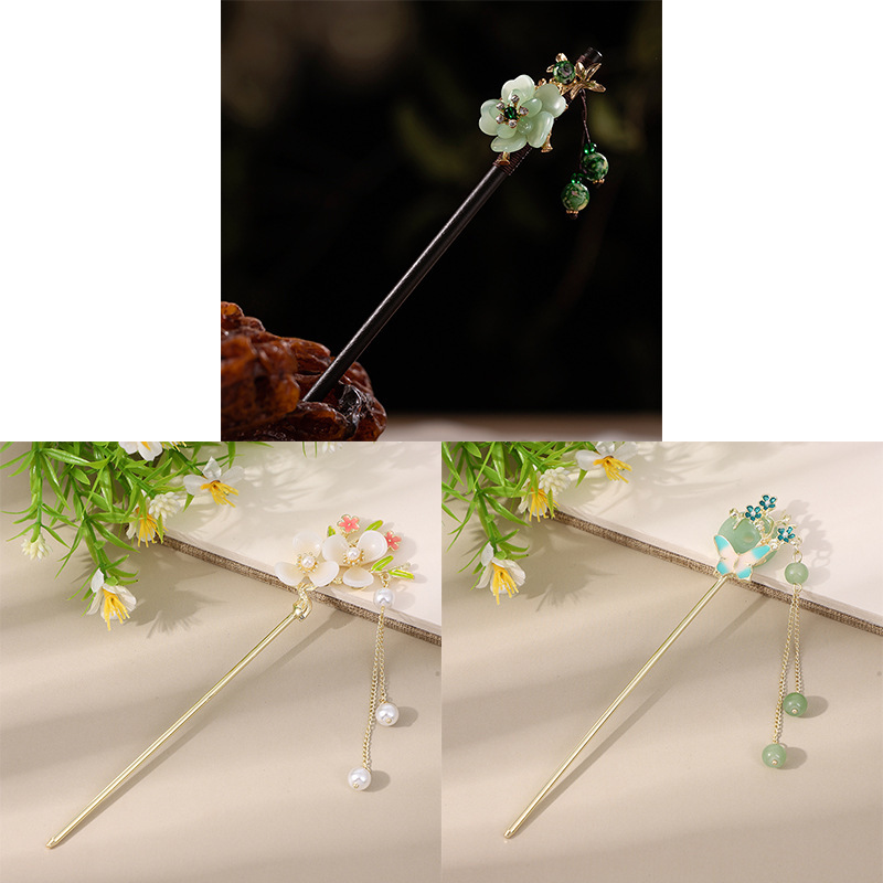 古风流苏花朵发簪女新中式旗袍百搭汉服发钗子步摇盘发批发簪子女|undefined