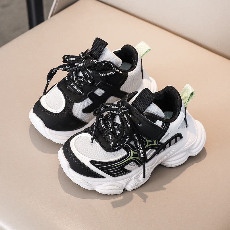 Bequeme Kindersneaker für Jungen und Mädchen | Leichte, rutschfeste Gummisohle | Klettverschluss | Neutrale Farben (Khaki, Schwarz, Blau)_voghion.com