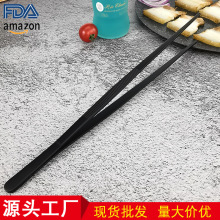 工厂定制PVD黑色12寸烧烤食物夹不锈钢镊子Kitchen Tweezer Tong