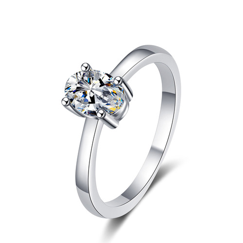 925 sterling silver ring for women pigeon egg moissanite exquisite four claw ring plated pt950 gold manufacturer wholesale