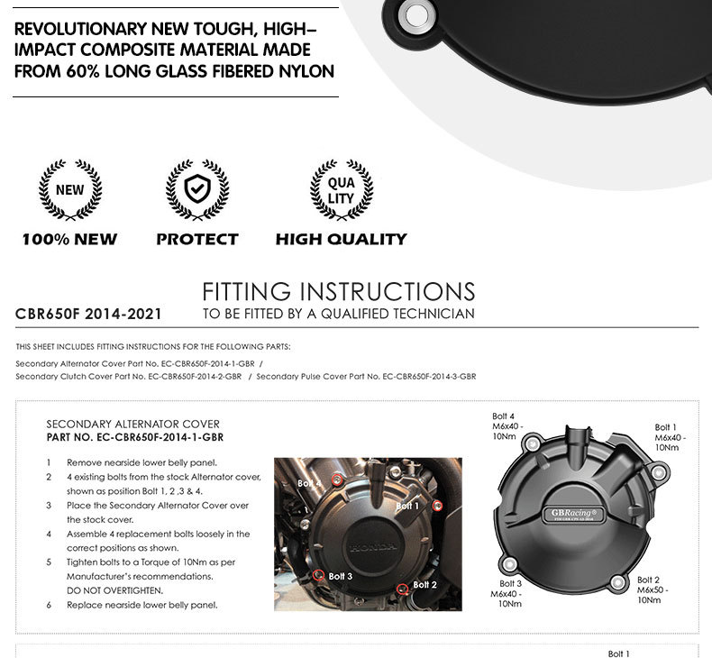 Suitable for Honda Cbr650R/Cb650F 2014-2020 Models Modified Engine Anti-Fall Protective Cover Side Cover