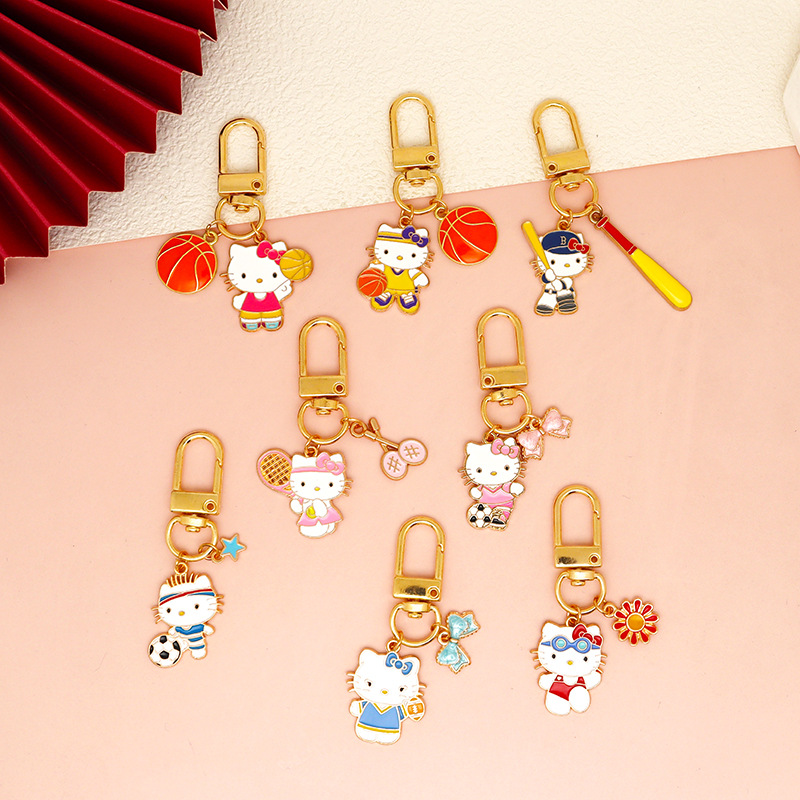 Cute Cartoon Girly Heart Kt Cat Keychain Sanrio Small Pendant Best Friend Gift Bag AirPods Pendant