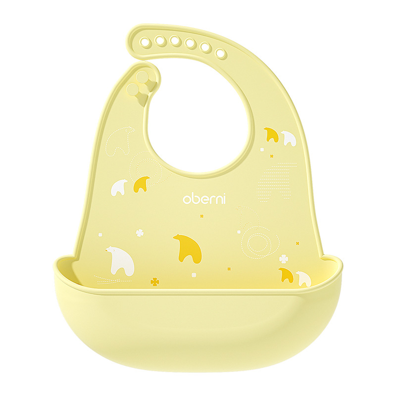 Aubney Baby Silicone Bib ajustable baby toallas de saliva suave toallas impermeables para bebés de 0 - 3 años