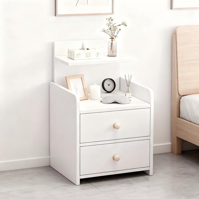 Mesa de cabezal de cama lado armario pequeño creativo estante del dormitorio doméstico de alquiler de habitaciones de madera sólida pierna de la cama armario de almacenamiento