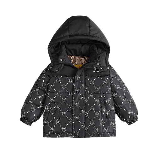 Black and gold little yellow duck children's down jacket boys and girls  thickened 90 white duck down winter clothing winter baby coat