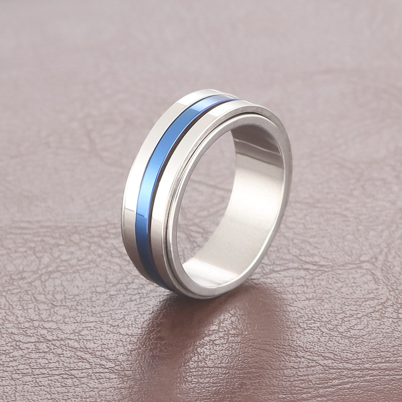 Plating Design Vacation Classic Style Color Block Titanium Steel Plating Men's Rings Men Band Rings