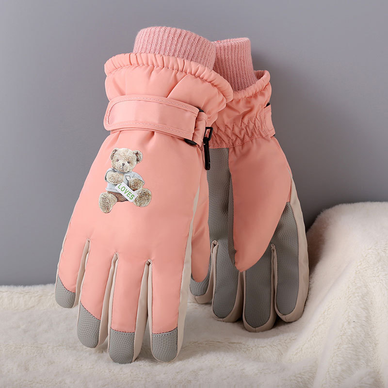 Guantes de esquí de invierno para mujeres calientes a prueba de frío pantalla táctil a prueba de salpicaduras de agua al aire libre a prueba de viento guantes de vello grueso