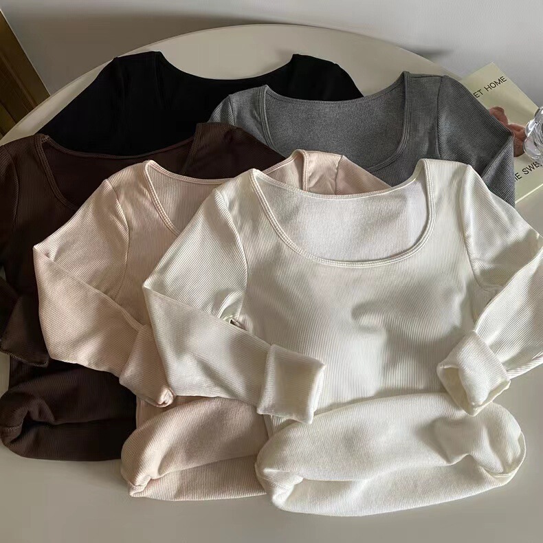 Explosions Autumn and Winter Sanding fleece-lined Thickened Warm Long Sleeve Base Shirt with Chest Pad T-shirt Slim Fit Slimming Base Top Explosions Autumn and Winter Sanding fleece-lined Thickened Warm Long Sleeve Base Shirt with Chest Pad T-shirt Slim Fit Slimming Base Top
