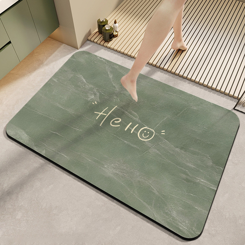 Bathroom Floor Mat Simple Style Marble Pattern Water-Absorbent Quick-Drying Mat Shower Room Toilet Easy-Care Diatom Mud Floor Mat