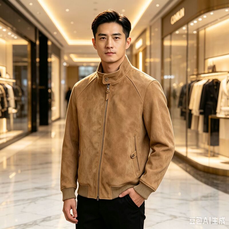 Sheepskin suede leather jacket for men, short style, American G9 Harrington aviator jacket