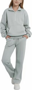 Valcatch Girls 2 Piece Outfit Sweatsuit Set Half Zip Pullove