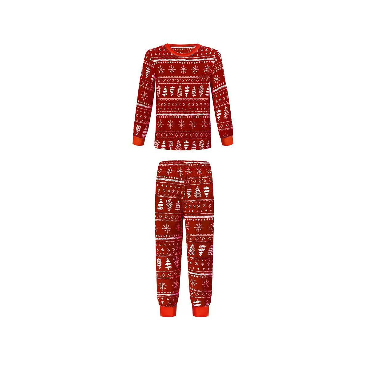 Du Quotidien Rue Femmes Style Simple Sapin De Noël Flocon De Neige Polyester Tricot Impression Ensembles De Pantalons Pantalons Décontractés Famille Des Vêtements Assortis display picture 4