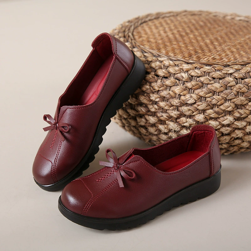 Туфли мамы Весенние и осенние кожаные туфли на мягком подошве, нескользящие женские туфли среднего и пожилого возраста, удобные для работы