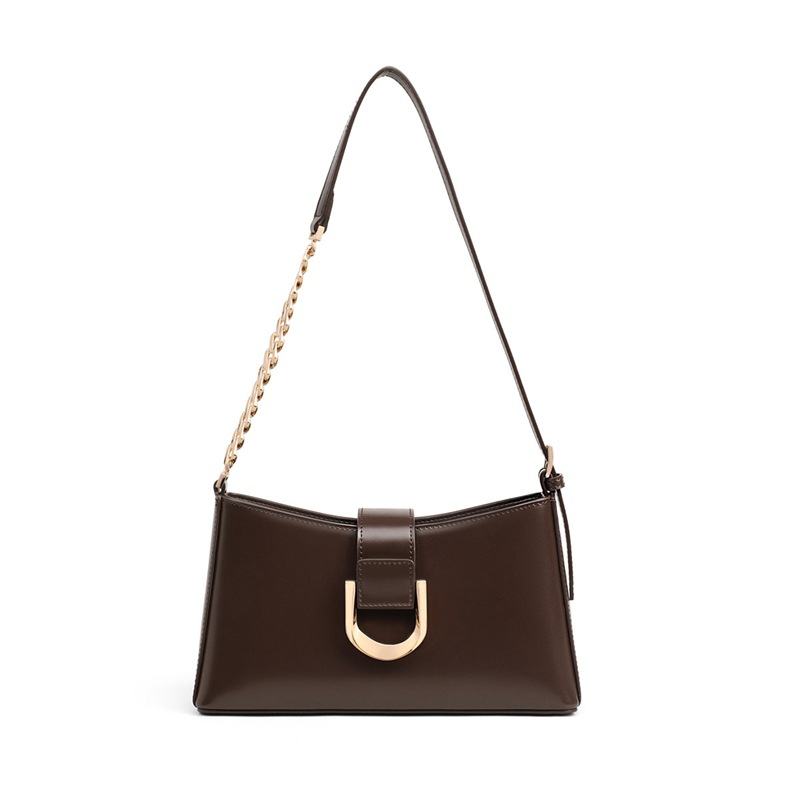 2026 New Summer Genuine Leather Women's Bag Underarm Bag Luxury Simple Crossbody Bag French Shoulder Bag - Thumbnail 5