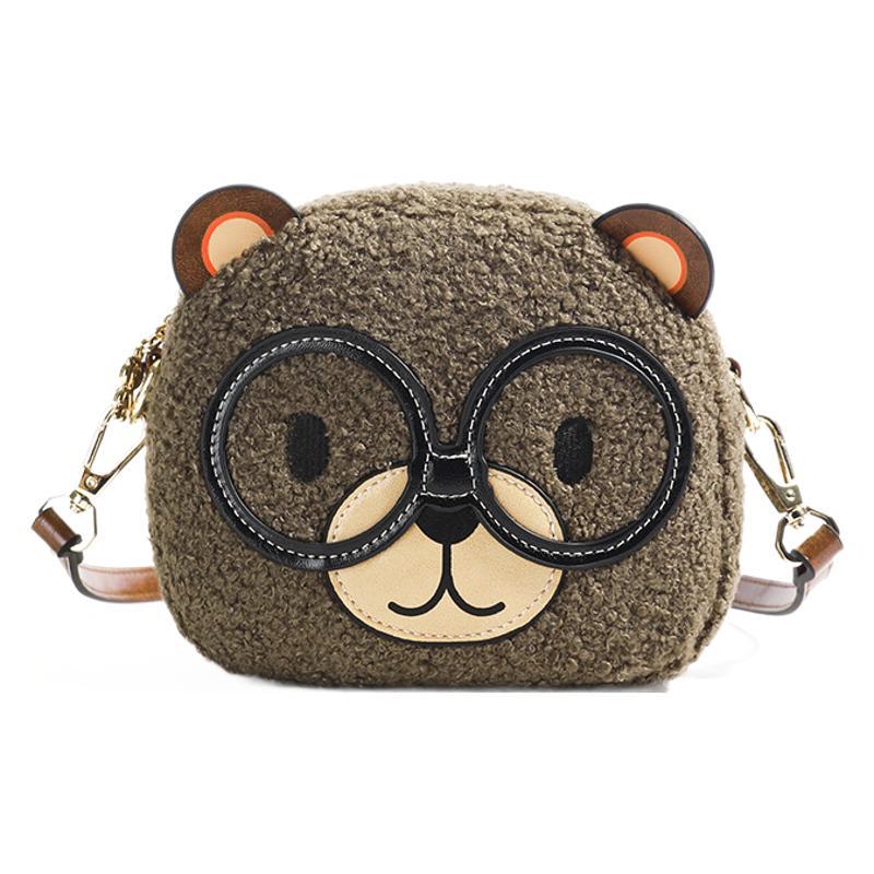 2024 새로운 귀여운 선글라스 봉제 곰 패션 트렌드 올 매치 어깨 크로스 바디 백