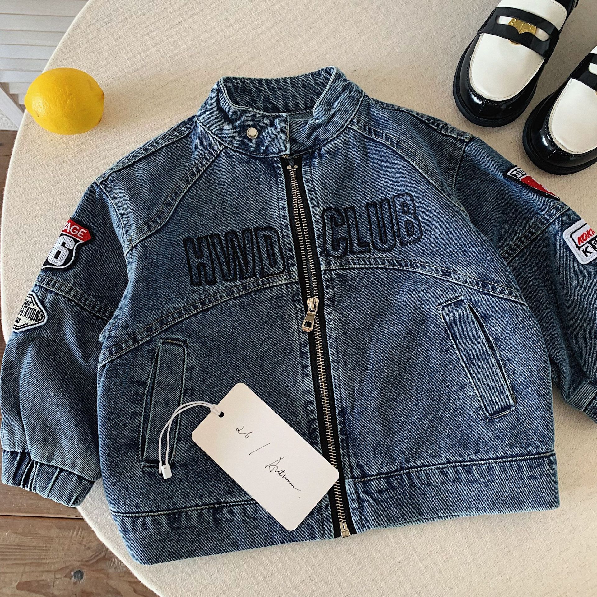 Children's Jackets 2026 Autumn New Arrivals: Boys' and Girls' Labeled Korean Style Loose Denim Jackets, Trendy Baby Coats