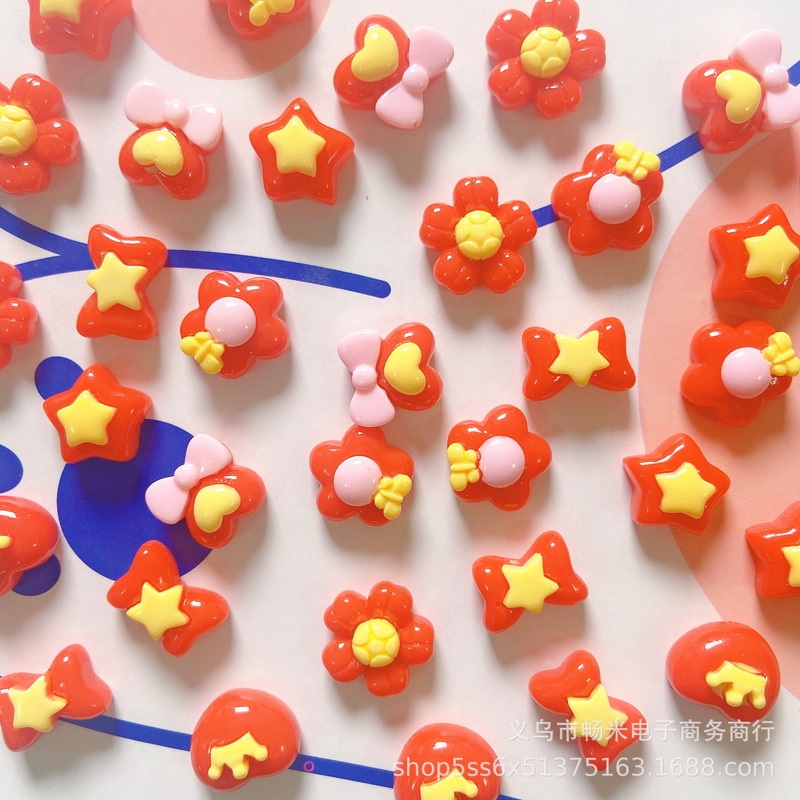 New Year Christmas Red Mini Star Love Flower Phone Case diy Hair Accessories Water Cup Decoration Handmade Material Accessories