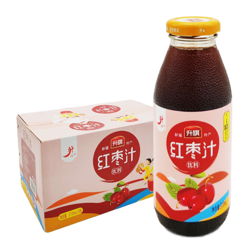 新疆特产升旗红枣汁310ml*15瓶装 50%含量果汁饮料果味饮品整箱