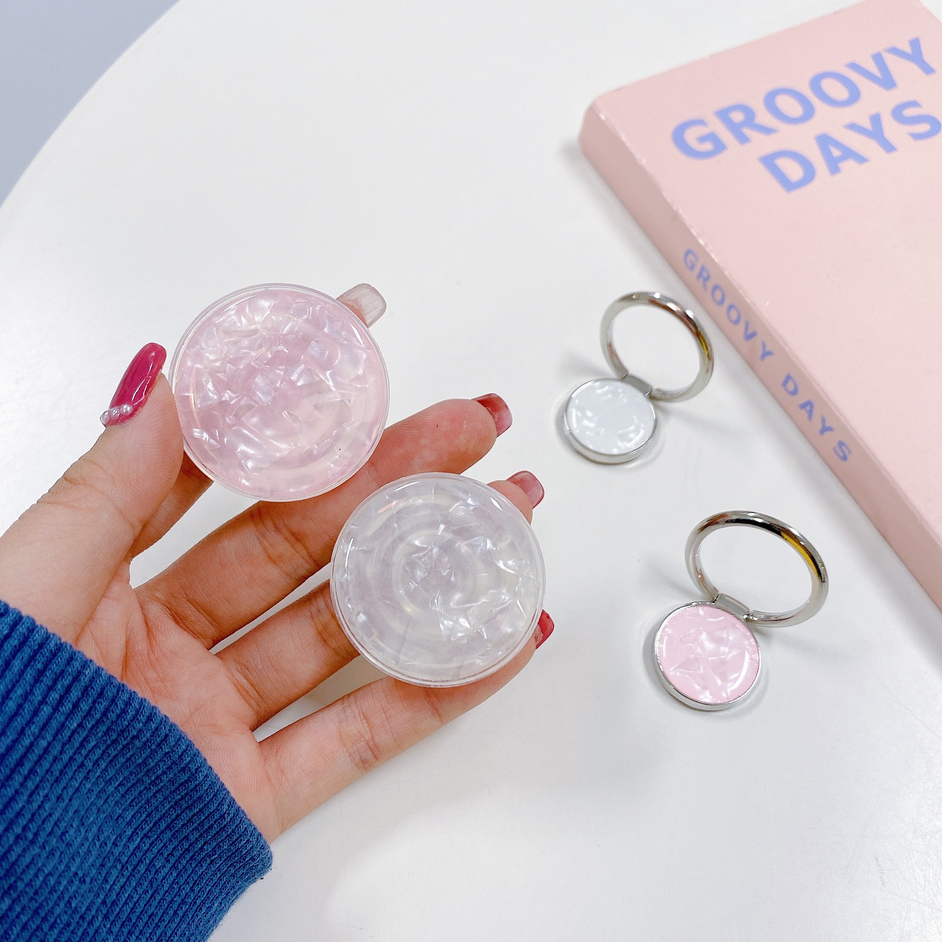 12g Weight Phone Ring Grips Classification Metal Material Round Pattern Basic, Simple Style Style Round Metal Basic Simple Style Phone Ring Grips 2