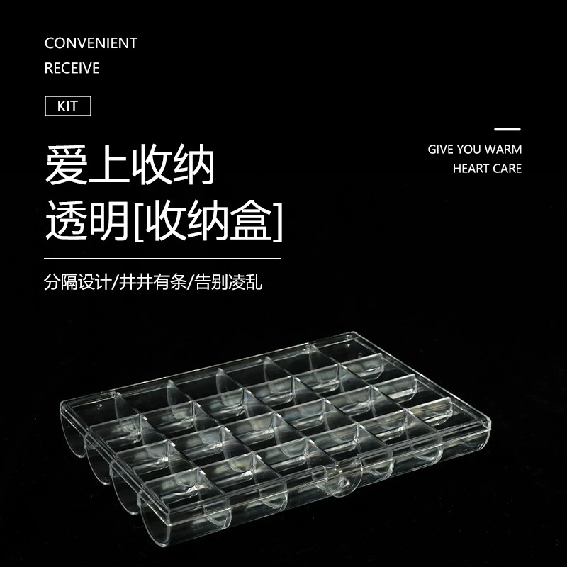 PS высокая прозрачная 24 Сетка пластиковая коробка для хранения древние монеты монета коллекция коробка дисплей коробка для ногтей шкатулка для драгоценностей оптом