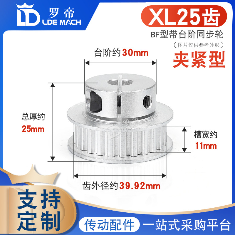同步轮 XL25齿 夹持型/夹紧/抱紧型 快速锁紧铝合金同步带皮带轮