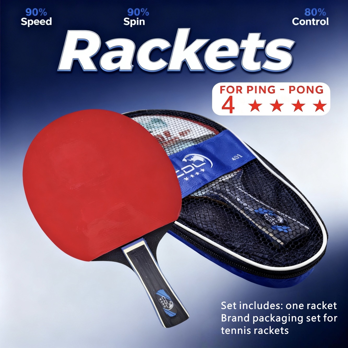 Chengdeli Sports Essential 4-Star Table Tennis Single Shot High Elastic Base Plate Easy to Use