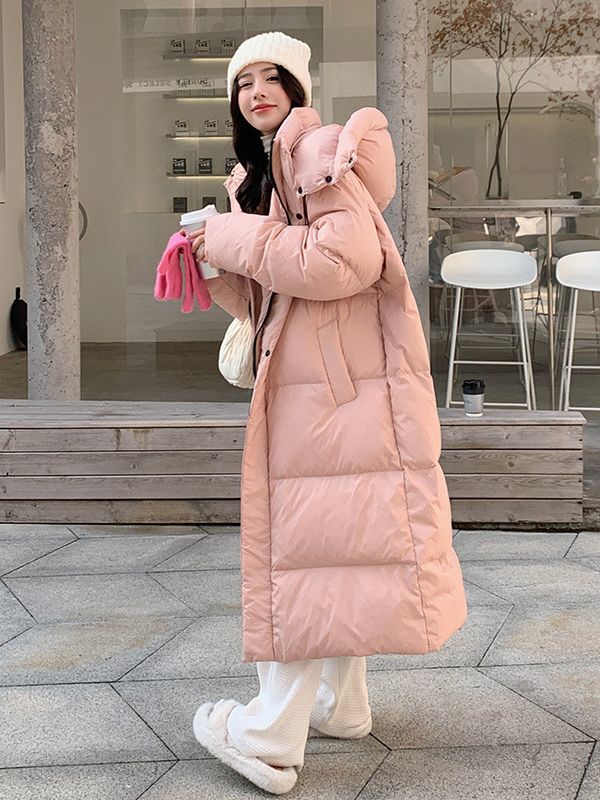 2023 más de rodilla larga chaqueta de algodón de plumón de invierno nuevo estilo coreano simple suelto grueso sombrero extraíble chaqueta de algodón image 3