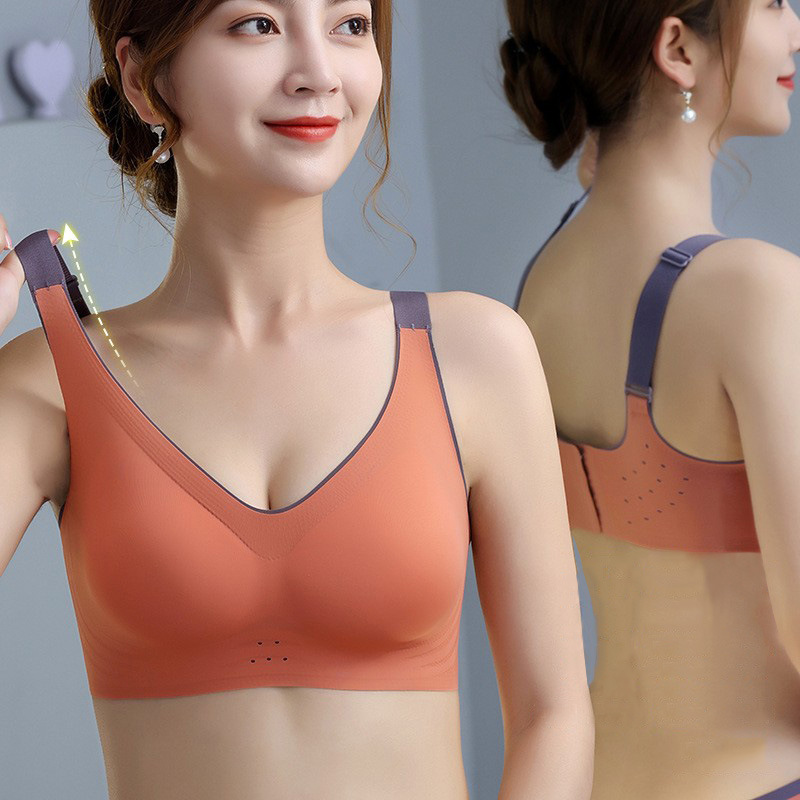 Large-size Underwear Non-marking Thin Large Chest Anti-sagging Adjustable Bra Women's Bra with No Steel Ring Color Value Online Bra