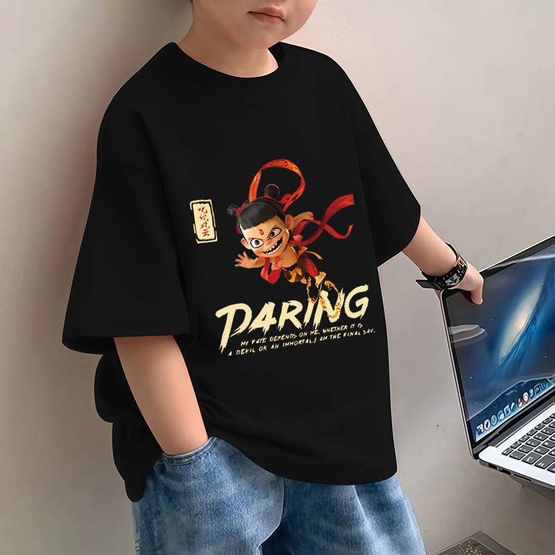2025 純綿の新しいカジュアル半袖夏男の子半袖 Tシャツ子供トップス中大型子供の夏底シャツ|undefined