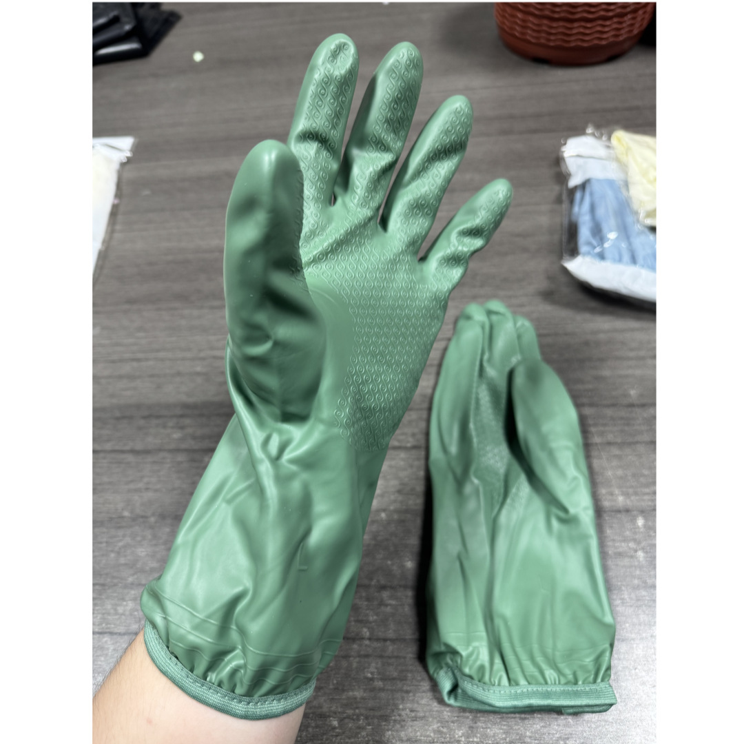 짙은 녹색 끈 장갑