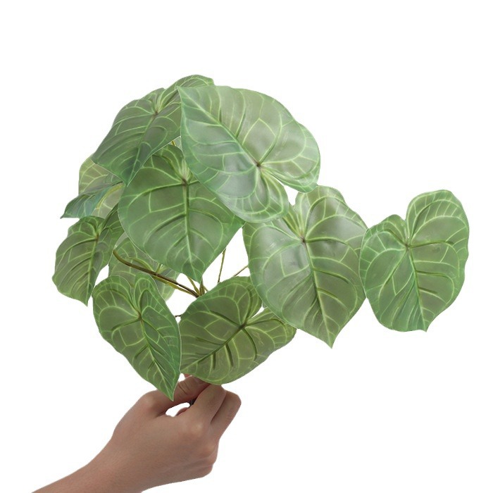 Simulación de mangos de helechos Simulación de plantas verdes, hojas de taro de hadas, escaparates de sala de estar, decoración de paisajes, sensación de manos, mangos de simulación de pegamento