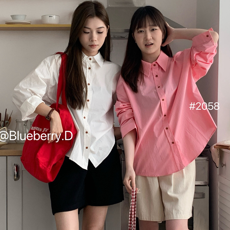 Blueberryd Shirt Summer Shirt Women's Long-Sleeved Summer Women's Plus Size Women's Cardigan Top Customization Blueberryd Shirt Summer Shirt Women's Long-Sleeved Summer Women's Plus Size Women's Cardigan Top Customization