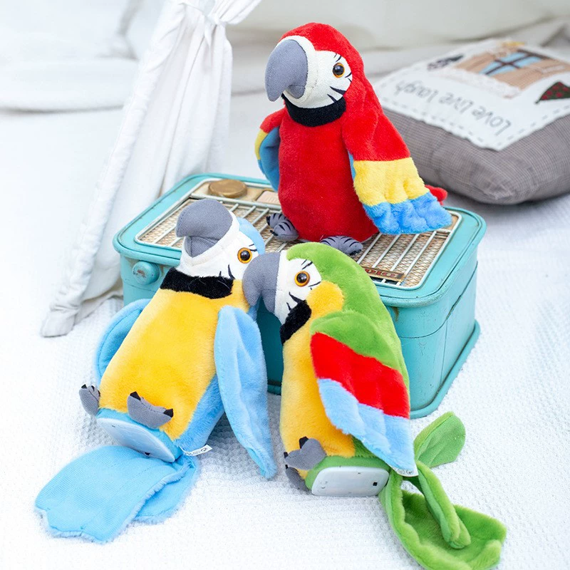 Трансграничная новая электрическая плюшевая игрушка попугай электрическая запись