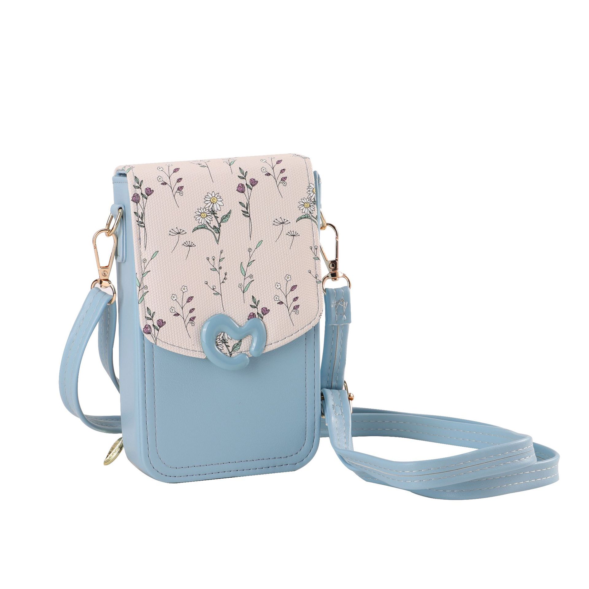 Monedero vertical para teléfono móvil con bolso pequeño, bolso para teléfono móvil multicapa, bolso para teléfono móvil multifuncional simple y floral, bolso cruzado para mujer