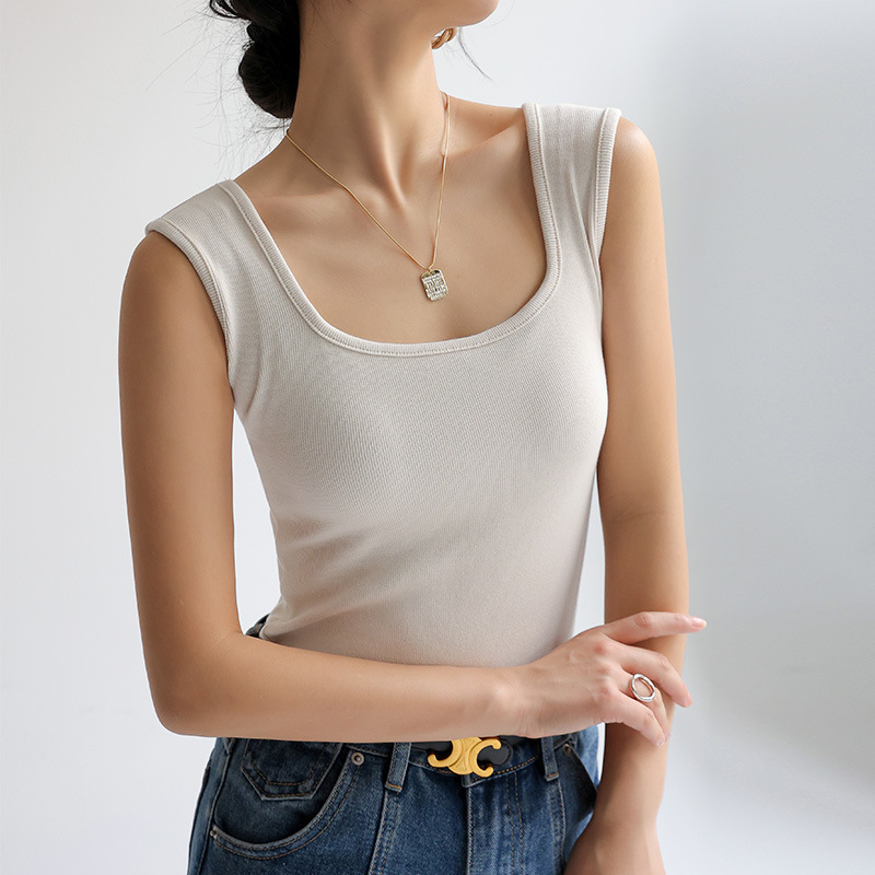 Carefully Selected Spring and Summer Popular Bottoming Inner Square-Neck Vest for Women, Sleeveless and Wearable Outer Suspender Slimming Top Carefully Selected Spring and Summer Popular Bottoming Inner Square-Neck Vest for Women, Sleeveless and Wearable Outer Suspender Slimming Top