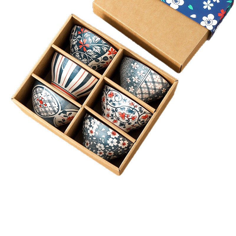 Conjunto de caja de regalos de platos de cerámica japonesa de alto valor visual para el hogar creativo de platos retro regalos al por mayor