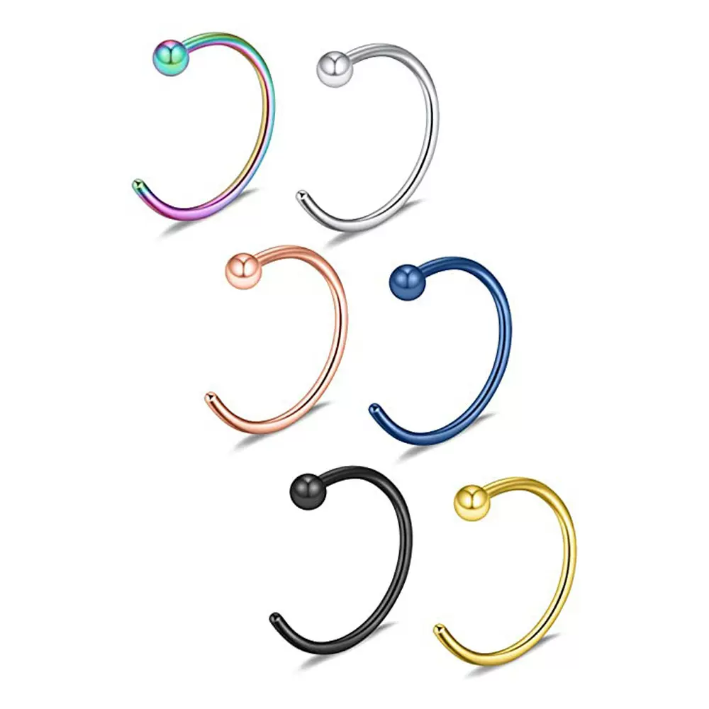 亚马逊速卖通不锈钢男女款细杆C型球鼻环饰品跨境新品穿刺亚马逊