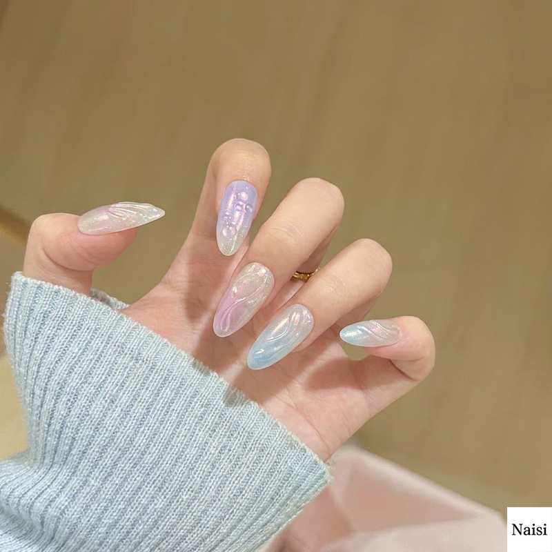 European and American Style Dreamy Beach High-End Gradient Blush Cat-Eye Press-On Nails Summer New Product Brightening Pre-Made Nail Art European and American Style Dreamy Beach High-End Gradient Blush Cat-Eye Press-On Nails Summer New Product Brightening Pre-Made Nail Art