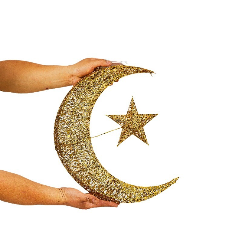 Festival de Navidad hierro forjado brillo luminoso luna estrella bola octogonal estrella decoración del hotel Comercio exterior suministros especiales transfronterizos