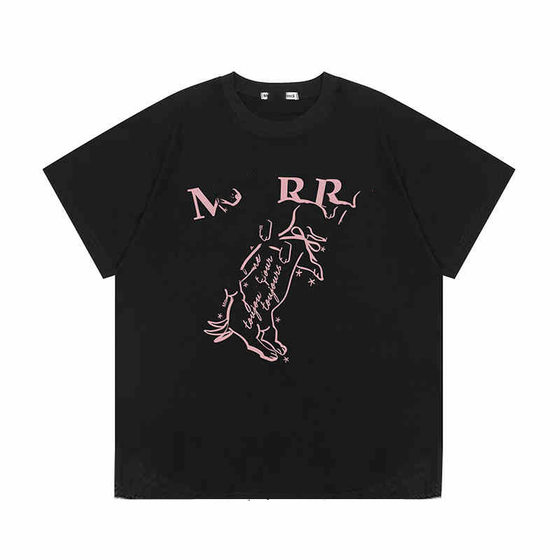 in stock MarT Shirt Short-sleeved Women's Summer Little Daisy Dachshund Dog Printed Top Gold High Silver Same Style Short-sleeved Korean Style T-shirt
