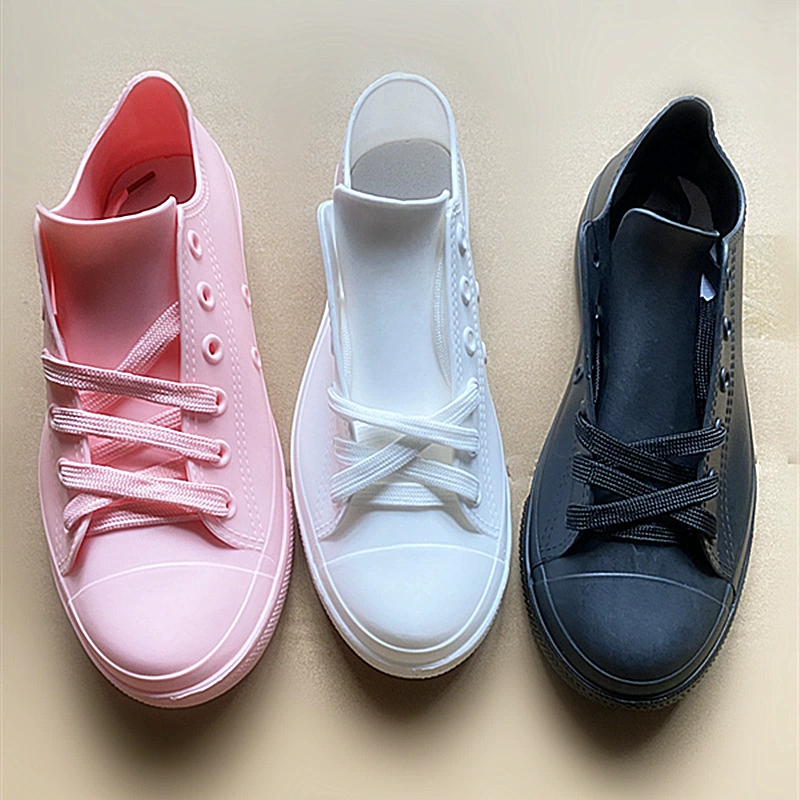 Весенне-летние новые непромокаемые туфли, женские маленькие белые туфли, студенческие водные туфли на шнуровке, повседневная непромокаемая Нескользящая пластиковая обувь на плоской подошве, производители