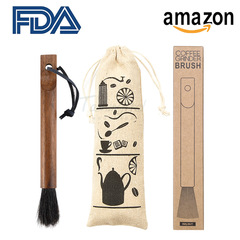 咖啡粉清潔毛刷 胡桃木磨豆機毛刷 豬鬃毛刷 咖啡機粉末清理毛刷