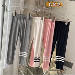 New girls' leggings for outer wear spring and autumn new Korean style solid color three-bar modal children's thin leggings