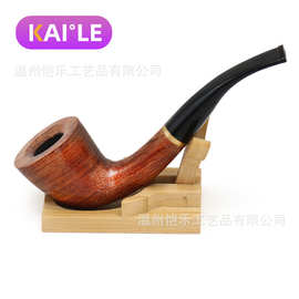 新款木纹长柄喇叭式高端花梨木长款烟斗木质烟斗烟具可拆卸pipe